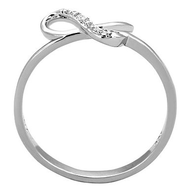 Alamode Womens/Ladies Rhodium Plated 925 Sterling Silver Cubic Zirconia Infinity Ring