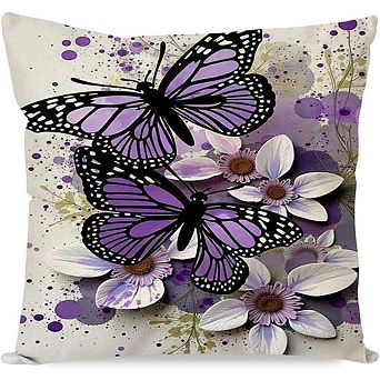 Butterfly Floral Throw Pillow Cover Soft Durable Decorative Cushion Case
