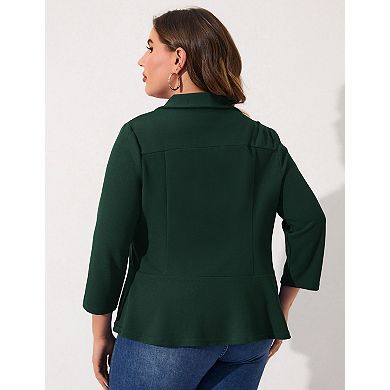 Plus Size Women's Casual Blazer Open Front Long Sleeve Office Work Cardigan Jacket