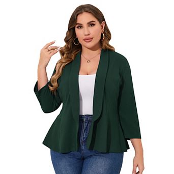 Plus Size Women's Casual Blazer Open Front Long Sleeve Office Work Cardigan Jacket