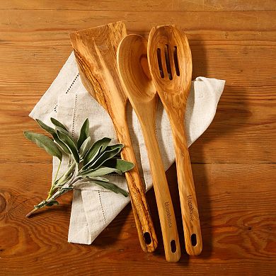 Bloomhouse 3 Piece 14 in Turner Spoon and Slotted Spoon Kitchen Tool Set Olive Wood