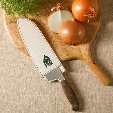 Bloomhouse 7 Inch German Steel Santoku Knife with Forged Wood Handle