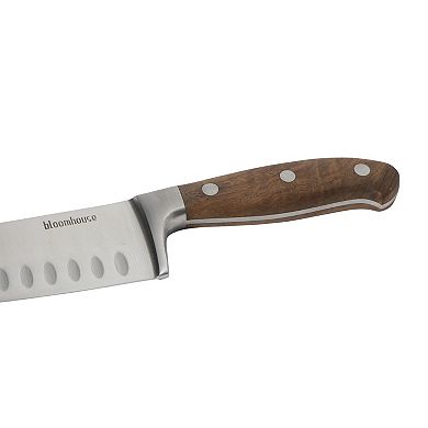 Bloomhouse 7 Inch German Steel Santoku Knife with Forged Wood Handle