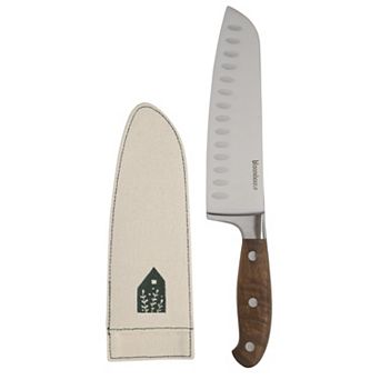Bloomhouse 7 Inch German Steel Santoku Knife with Forged Wood Handle