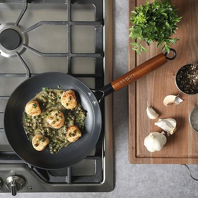 Babish Cast Iron Skillet Pre Seasoned Wooden Handle Induction Safe