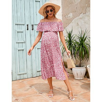 maternity maxi dress casual Tiffany Rose Bella Maxi Dress (Ditsy Navy Floral)