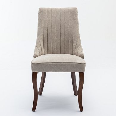 Aoolive Set of 2 Rayon Cloth Flocking Linen Dining Chairs, Rubber Wood Frame Accent Chairs