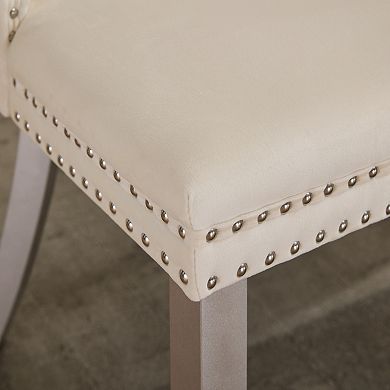 Aoolive 2-Pcs Velvet Dining Chairs with Button Tufted Backrest, Modern Upholstered Armless Chairs