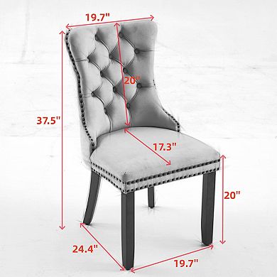 Aoolive 2-Pcs Velvet Dining Chairs with Button Tufted Backrest, Modern Upholstered Armless Chairs