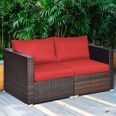 Costway 4PCS Patio Rattan Corner Sofa Sectional Furniture Set W/ Cushion