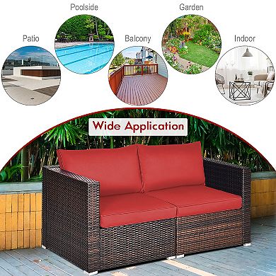 Costway 4PCS Patio Rattan Corner Sofa Sectional Furniture Set W/ Cushion