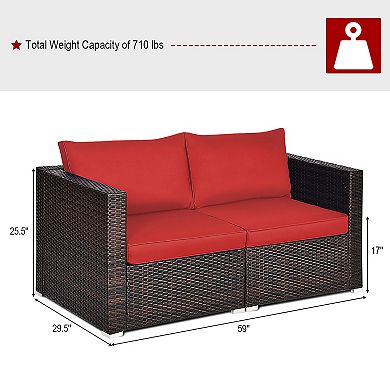 Costway 4PCS Patio Rattan Corner Sofa Sectional Furniture Set W/ Cushion
