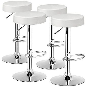 Costway Set of 4 Round Bar Stool Adjustable Swivel Pub Chair w/ Footrest