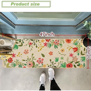 Floral Boho Non-Slip Rubber Backing Outdoor Indoor Doormat