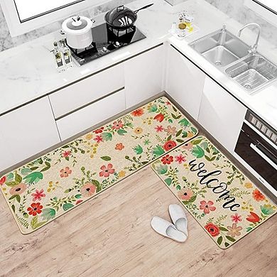 Floral Boho Non-Slip Rubber Backing Outdoor Indoor Doormat