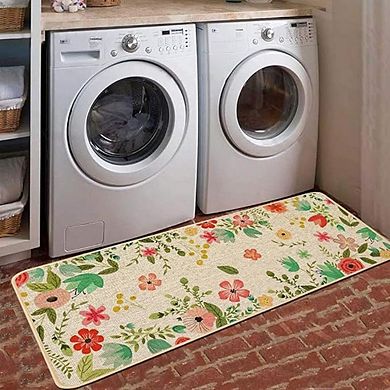 Floral Boho Non-Slip Rubber Backing Outdoor Indoor Doormat