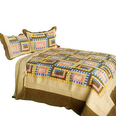 Full Queen Cotton Quilt Set 3 Piece Reversible Printed Bed Cover Set