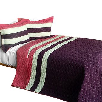 Full/Queen Patchwork Quilt Set 3 pc Reversible Vermicelli Quilted Bedding