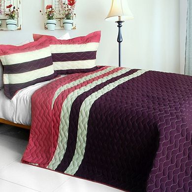 Full/Queen Patchwork Quilt Set 3 Piece Reversible Vermicelli Quilted Bedding