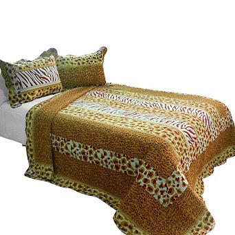 Full Queen Cotton Quilt Set 3 pc Printed Reversible Bedding