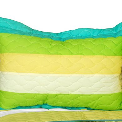 3 Piece Color Block Patchwork Quilt Set Cotton Vermicelli Quilted Bedding Set