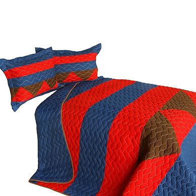 Full Queen Reversible Quilt Set 3 Piece Multicolor Patchwork Bedspread