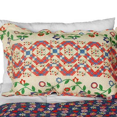 Full Queen Cotton Quilt Set 3 Piece Reversible Printed Bedding with 2 Pillow Shams