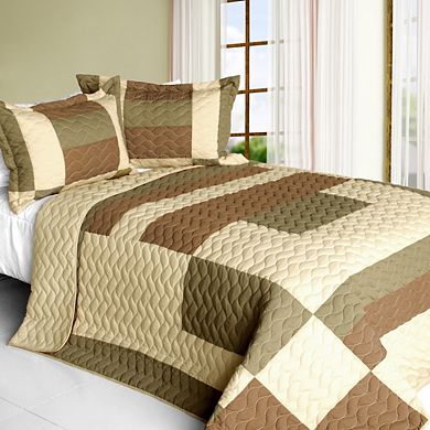 Full Queen Quilt Set 3 Piece Reversible Patchwork Bedding Set