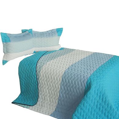 Full Queen Patchwork Quilt Set 3 Piece Reversible Quilted Bedding