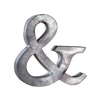 Zinc Metal Alphabet Letter "AMPERSAND" Decorative Accent for Shelf Desk and Tabletop Home Decor