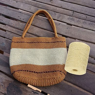 Natural Cotton Raffia Yarn Crochet Paper Ribbon for DIY Wrapping Knitting
