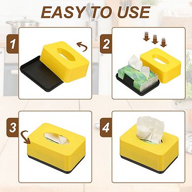 Tissue Box Cover, Plastic Rectangle Modern Tissue Box Holder Desktop Napkin Organizer Container 1Pc