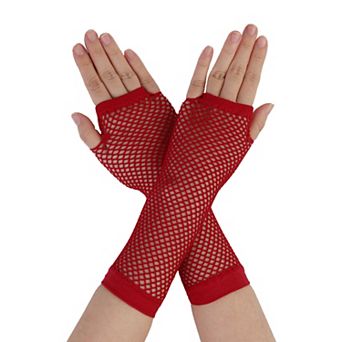 Women's Fingerless Mesh Fancy Dress Party Costume Accessories Fishnet Gloves 2 Pairs