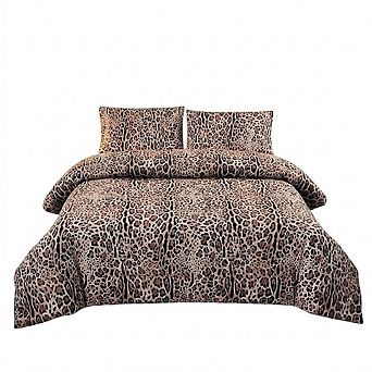 Twin Comforter Set Leopard Print Kids Bedding Lightweight 3 pc