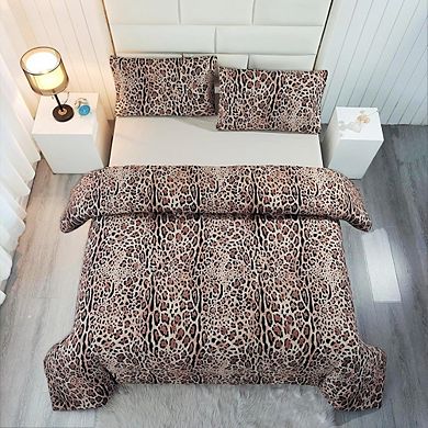 Twin Comforter Set Leopard Print Kids Bedding Lightweight 3-Piece