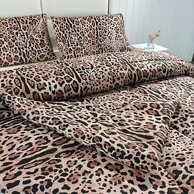 Twin Comforter Set Leopard Print Kids Bedding Lightweight 3-Piece