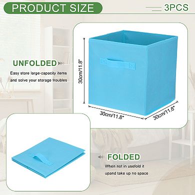 3Pcs Fabric Storage Bins, 11.8" Cube Storage Bin Foldable Storage Cube Organizer Bins with Handles