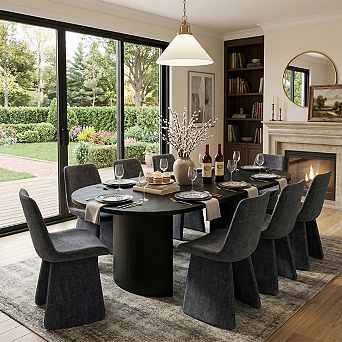 Upholstered Side Chair for Dining Room Modern Armless Design Sculpted Base