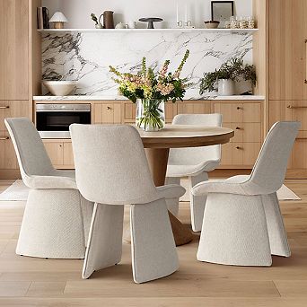 Upholstered Dining Chair with Fabric Upholstery and Modern Sculpted Base (34"H)