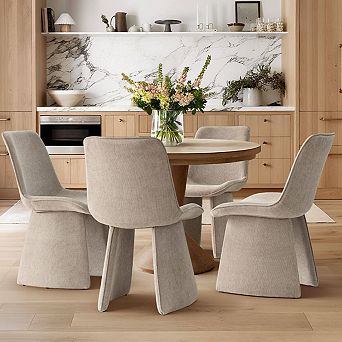 Modern Dining Chairs Set of 4/6/8 Sculptural Curved Side Chairs with All‑Upholstered Legs