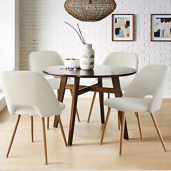 Modern Upholstered Dining Side Chair Cutout Back Metal Legs Padded Seat