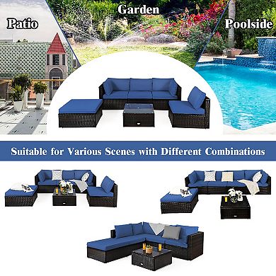 Costway 6PCS Outdoor Patio Rattan Furniture Set Cushioned Sectional Sofa
