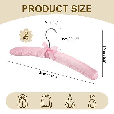2 Pcs Satin Padded Hangers, Blouse Hangers for Clothing, Non-Slip Thicken