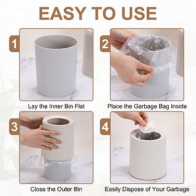 Desktop Round Waste Basket, 0.8 gal Open Top Trash Bin Mini Trash Can with Removable Plastic Bin 1Pc