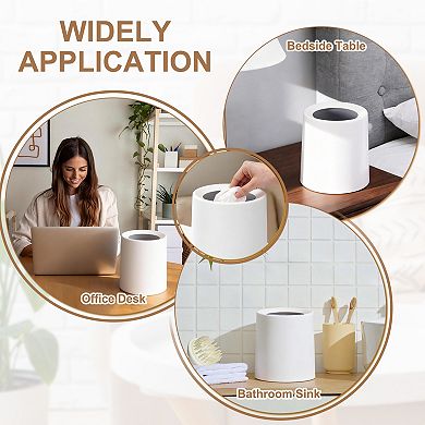 Desktop Round Waste Basket, 0.8 gal Open Top Trash Bin Mini Trash Can with Removable Plastic Bin 1Pc