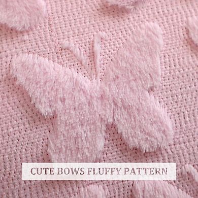 Coquette Butterfly Plush Pillow Covers Soft Faux Fur Decorative Set