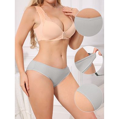 Women's Low Rise Ribbed Underwear Panties Breathable Soft Stretch Briefs