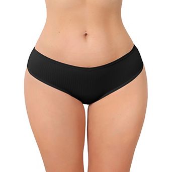 Women's Low Rise Ribbed Underwear Panties Breathable Soft Stretch Briefs