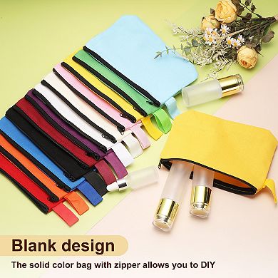 10Pcs Travel Canvas Bags Bulk Plain Toiletry Zipper Pouches Blank DIY Craft Bags