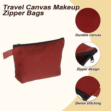 10Pcs Travel Canvas Bags Bulk Plain Toiletry Zipper Pouches Blank DIY Craft Bags